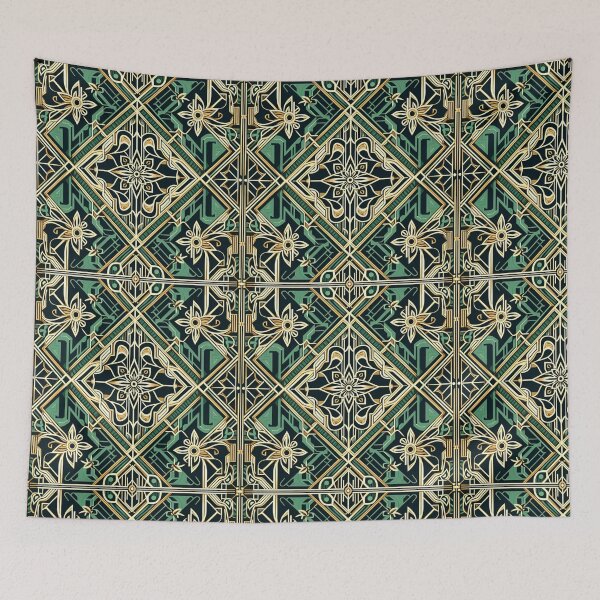 Item preview, Emerald Art Deco Wallpaper 1 designed and sold by ollie-shop.