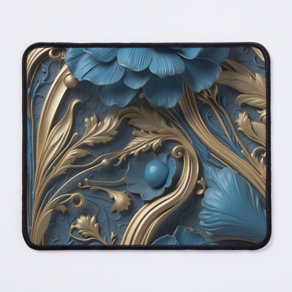 Item preview, Flowers in dark blue and gold - 3D relief pattern #34 designed and sold by GoldenEraArt.