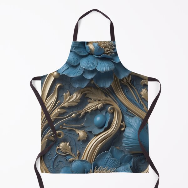 Item preview, Flowers in dark blue and gold - 3D relief pattern #34 designed and sold by GoldenEraArt.