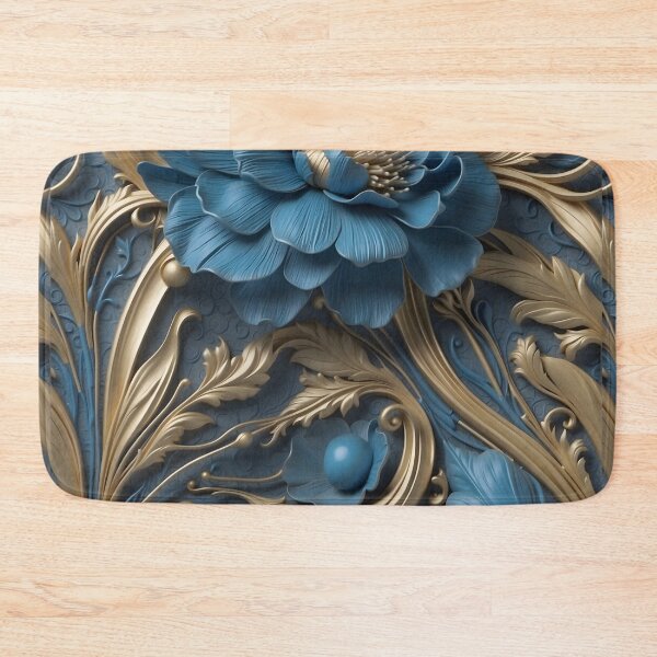 Item preview, Flowers in dark blue and gold - 3D relief pattern #34 designed and sold by GoldenEraArt.
