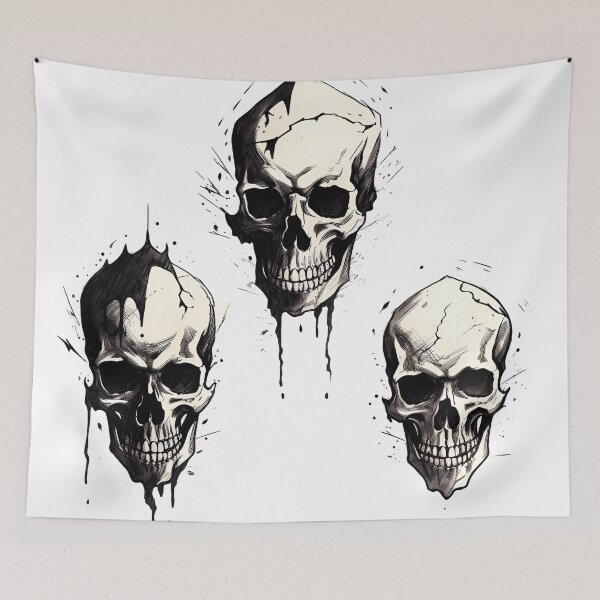 Item preview, Black and white skull pattern  designed and sold by dcrc.