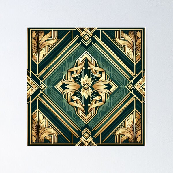 Item preview, Emerald Art Deco Wallpaper 2 designed and sold by ollie-shop.