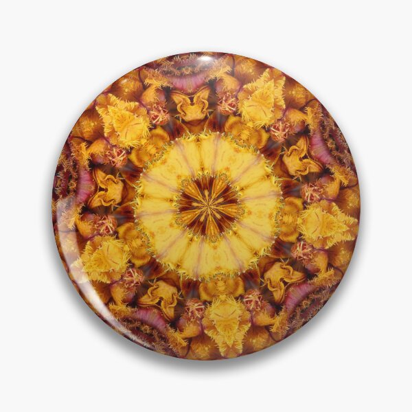 Item preview, Yellow and brown caleidoscope pattern of strange spiky tulip leaves designed and sold by DahliaVivaldi.