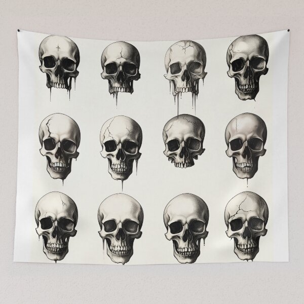 Item preview, black and white skull pattern designed and sold by dcrc.