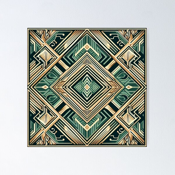Item preview, Emerald Art Deco Wallpaper 3 designed and sold by ollie-shop.