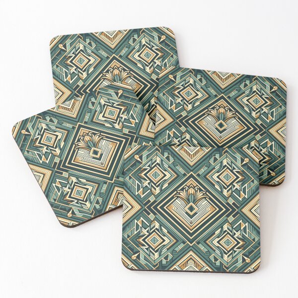 Item preview, Emerald Art Deco Wallpaper 4 designed and sold by ollie-shop.