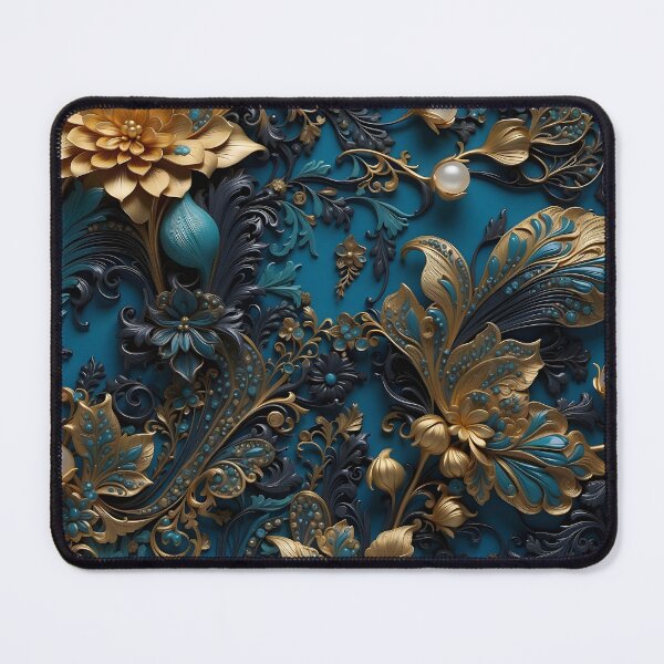 Item preview, Flowers and pearls in shades of blue and gold - 3D relief #35 designed and sold by GoldenEraArt.