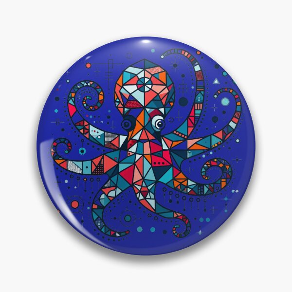 Artikelvorschau, Künstlerisches buntes geometrisches Oktopus-Design entworfen und verkauft von SandbarTees.