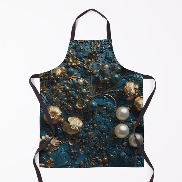 Item preview, Flowers and pearls in shades of blue and gold - 3D relief #36 designed and sold by GoldenEraArt.