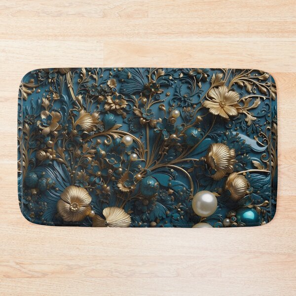Item preview, Flowers and pearls in shades of blue and gold - 3D relief #36 designed and sold by GoldenEraArt.