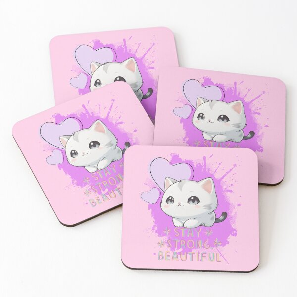 Item preview, White mini kawaii baby cat designed and sold by Ecmoprints.