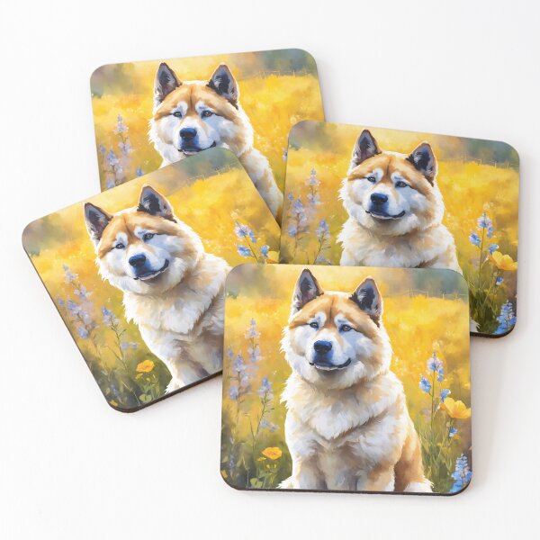 Item preview, Akita in a Wildflower Field- Bluebell designed and sold by AmberRoseWrites.