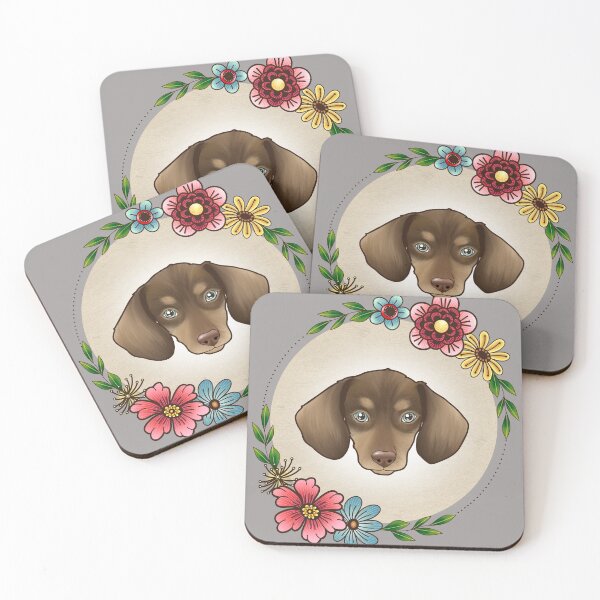 Item preview, Dachshund with flowers designed and sold by Agavadesigns.