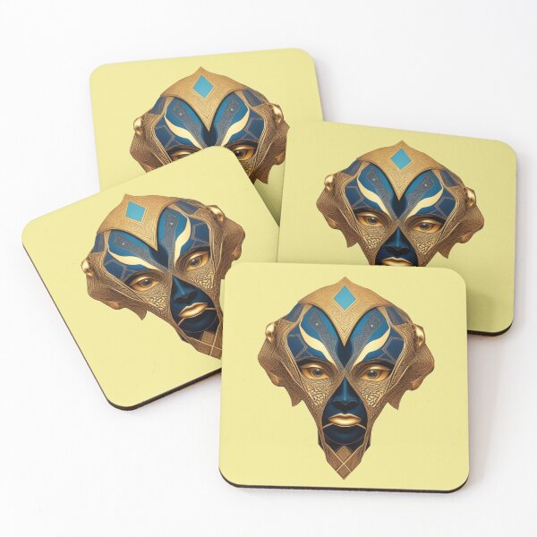 Item preview, Alien head in gold and blue designed and sold by AD-Digital-Art.