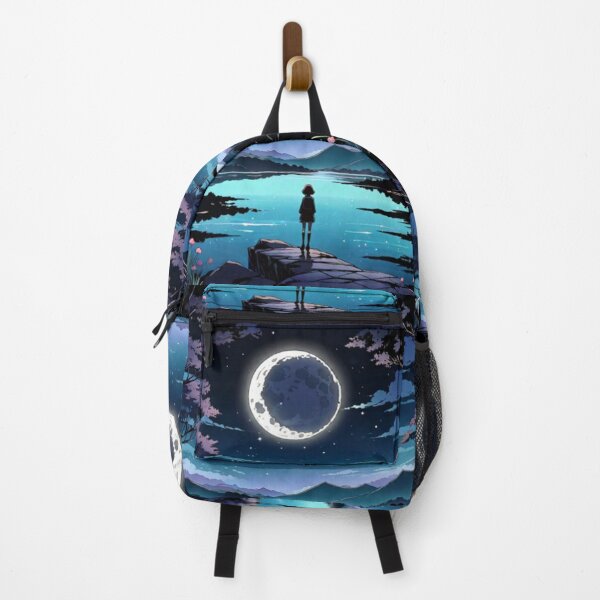 Item preview, A view of a lake in black with the full moon designed and sold by relaxbito.