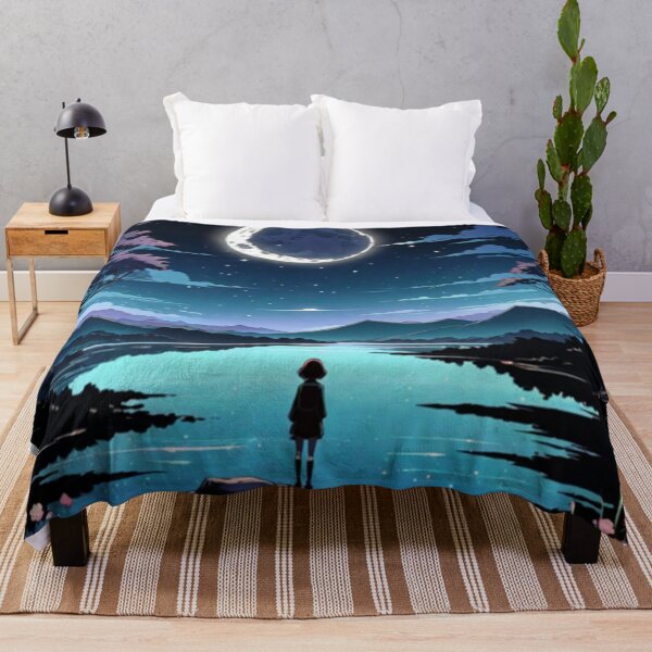 Item preview, A view of a lake in black with the full moon designed and sold by relaxbito.