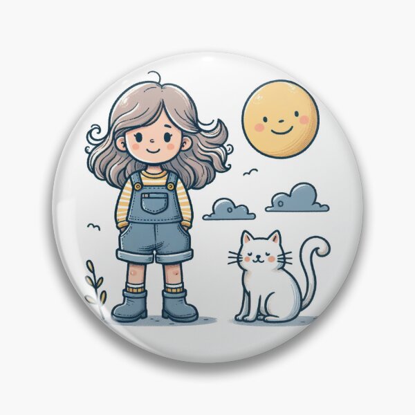 Item preview, cute girl with her cat  designed and sold by Biscoito007.