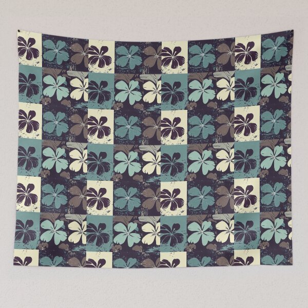 Item preview, Retro Grunge Patchwork Surf Sixties Flowers designed and sold by SamJanner.