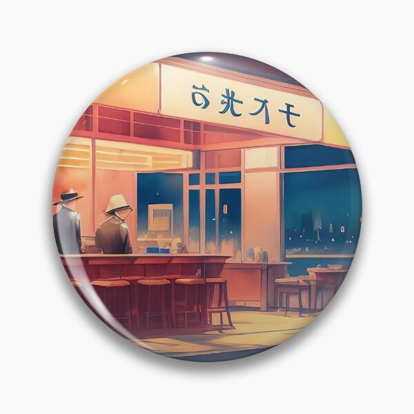 Artikelvorschau, Abendrestaurant, drei Gäste, Blick auf die Stadt, ruhige Atmosphäre. entworfen und verkauft von ArtComixHaven.