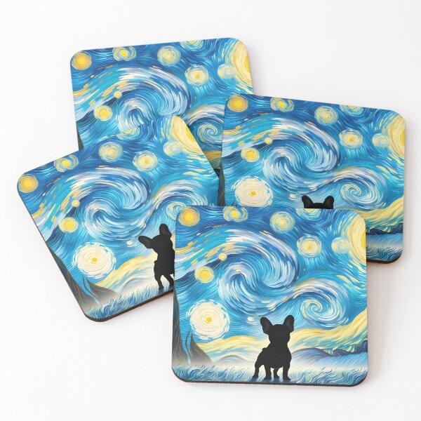 Item preview, French Bulldog Admiring Van Gogh's Night designed and sold by JesterKrewArt.