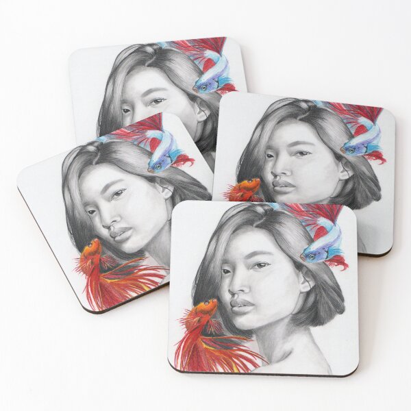 Item preview, Surrealistic Portrait Girl with Fish designed and sold by drawingmary.