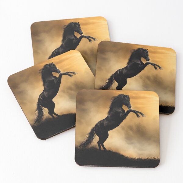 Item preview, Black Stallion Horse Rearing in a Smoky Misty Landscape with Water designed and sold by Stephanie Laird.