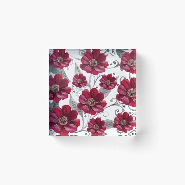 Item preview, Red Flowers on Monochrome leaves designed and sold by Neeshki.