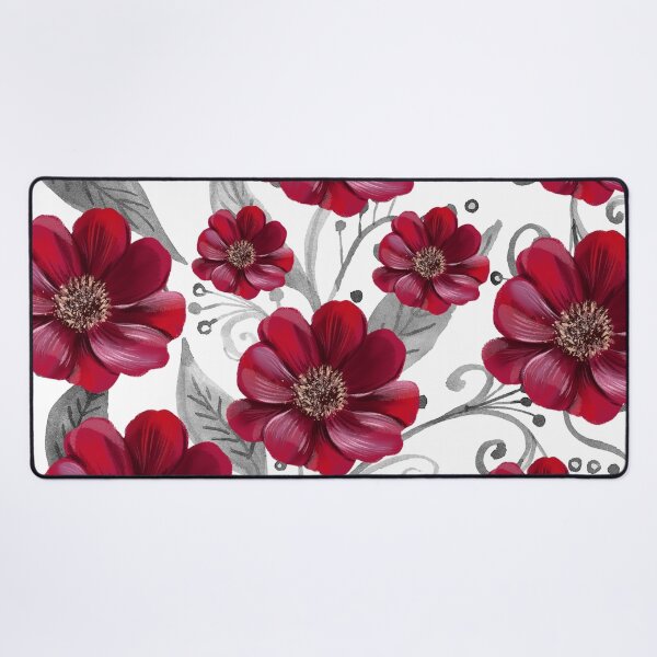 Item preview, Red Flowers on Monochrome leaves designed and sold by Neeshki.