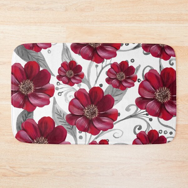 Item preview, Red Flowers on Monochrome leaves designed and sold by Neeshki.