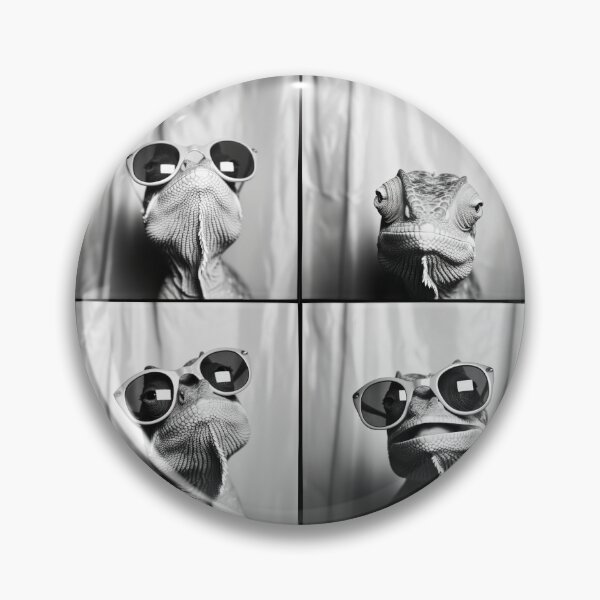 Item preview, Funny Chameleon Photobooth Session Retro Vintage Black and White designed and sold by PrintShangri-La.