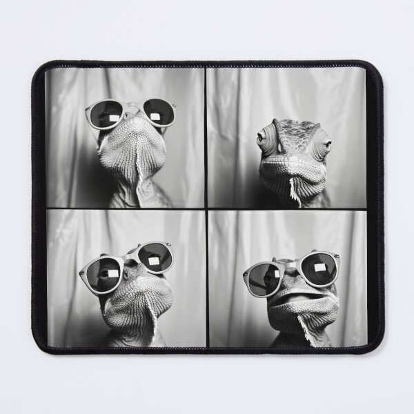 Item preview, Funny Chameleon Photobooth Session Retro Vintage Black and White designed and sold by PrintShangri-La.