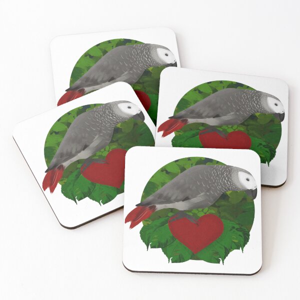 Item preview, African Grey Parrot on Heart designed and sold by InkWellINever.