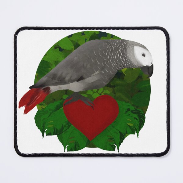 Item preview, African Grey Parrot on Heart designed and sold by InkWellINever.