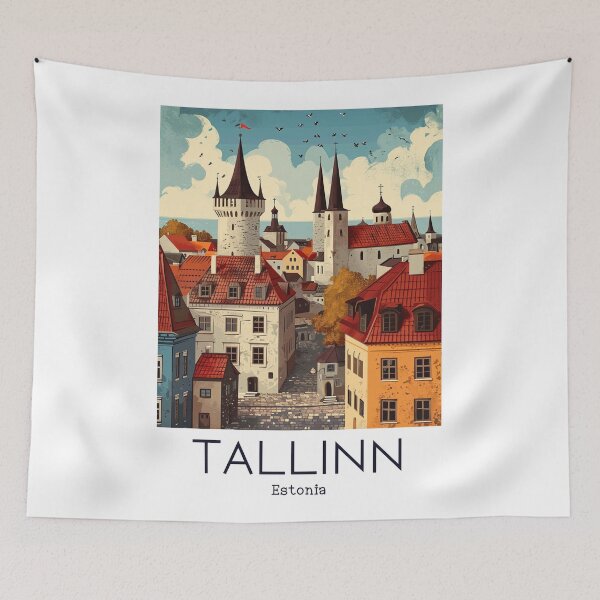 Item preview, A Vintage Travel Illustration of Tallinn - Estonia  designed and sold by GoodOldVintage.
