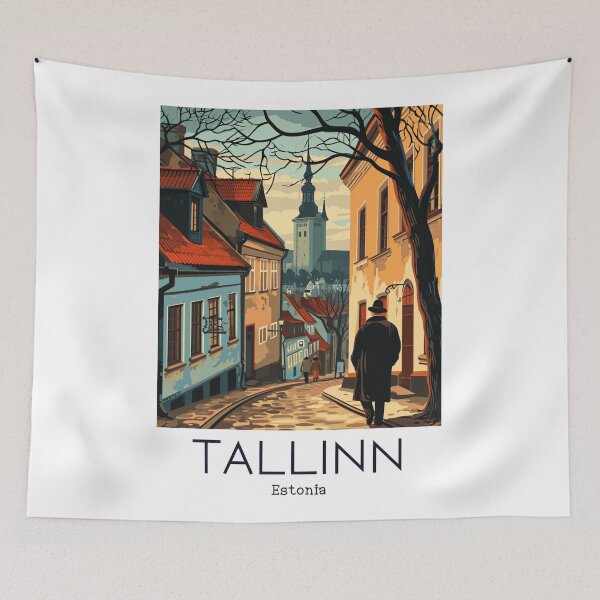 Item preview, A Vintage Travel Illustration of Tallinn - Estonia  designed and sold by GoodOldVintage.