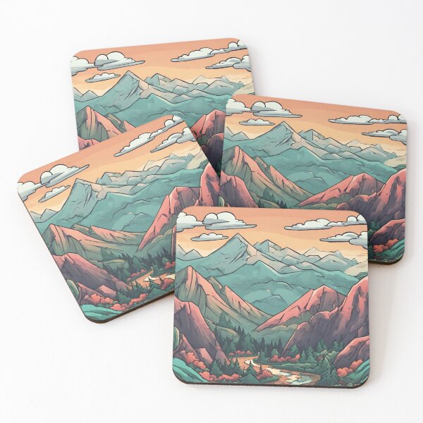 Item preview, Cartooned Vivid Mountain Range  designed and sold by CharmStudio.