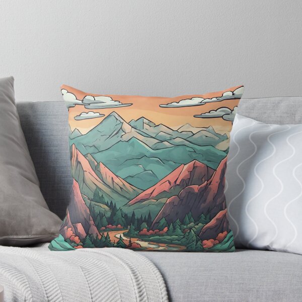 Item preview, Cartooned Vivid Mountain Range  designed and sold by CharmStudio.
