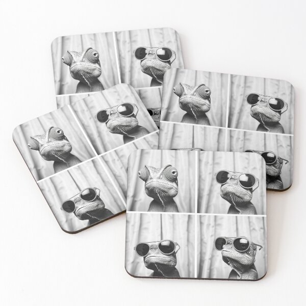 Item preview, Funny Chameleon Photobooth Session Retro Vintage Black and White designed and sold by PrintShangri-La.
