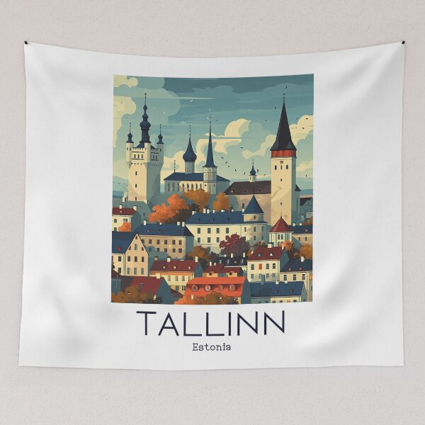 Item preview, A Vintage Travel Illustration of Tallinn - Estonia  designed and sold by GoodOldVintage.