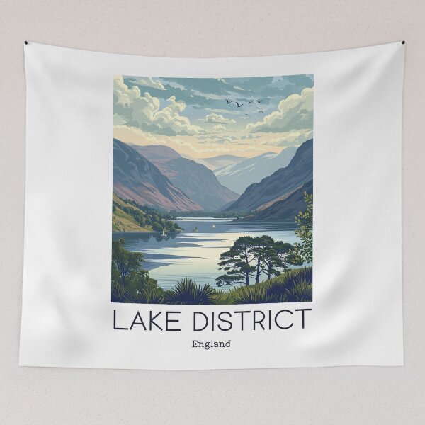 Item preview, A Vintage Travel Illustration of Lake District - England  designed and sold by GoodOldVintage.
