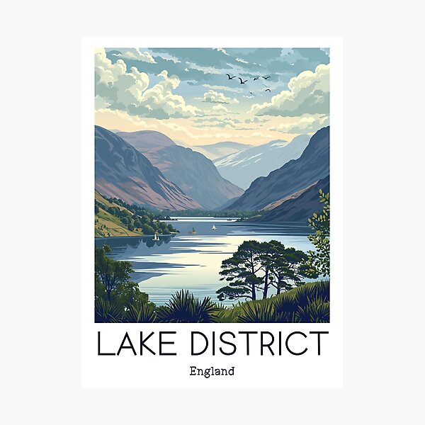 Item preview, A Vintage Travel Illustration of Lake District - England  designed and sold by GoodOldVintage.