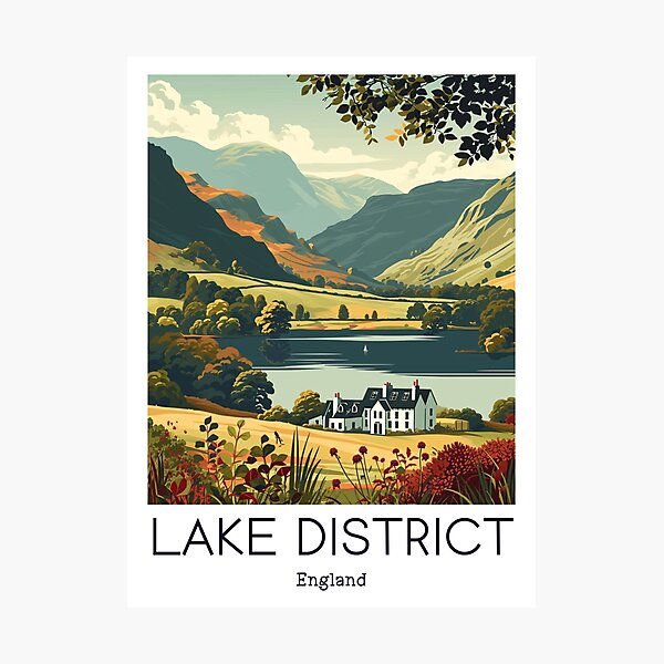 Item preview, A Vintage Travel Illustration of Lake District - England  designed and sold by GoodOldVintage.