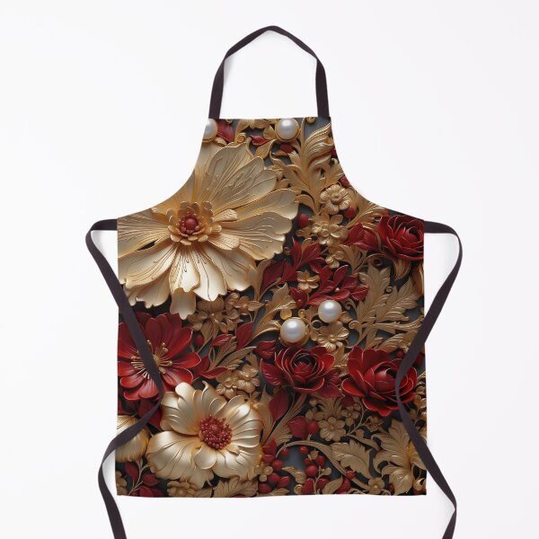 Item preview, Flowers and pearls in dark red and gold - 3D relief #38 designed and sold by GoldenEraArt.