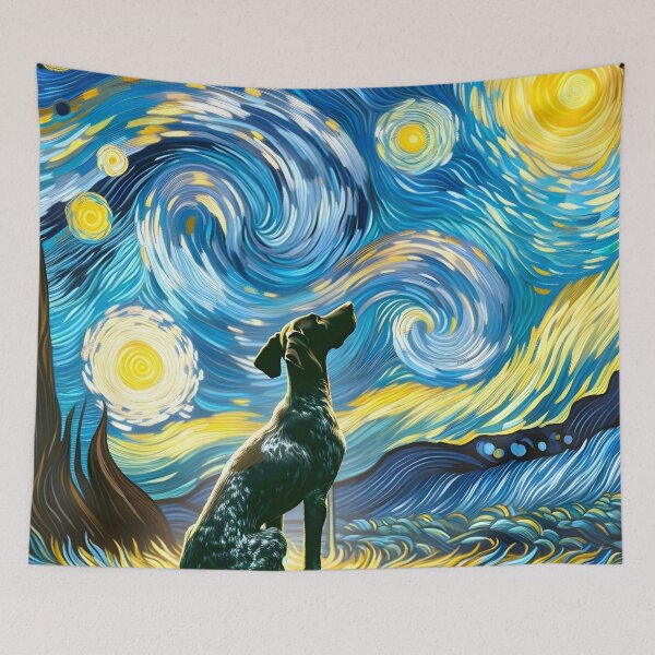 Item preview, German Shorthaired Pointer's Night Under the Sky designed and sold by JesterKrewArt.