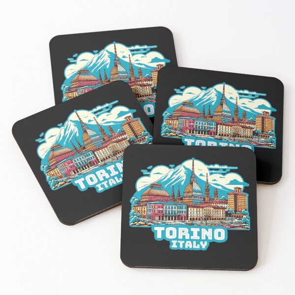 Item preview, Vintage retro Architectural landscape skyline of Torino, Italy. Beautiful travel design. designed and sold by Unitepeople.