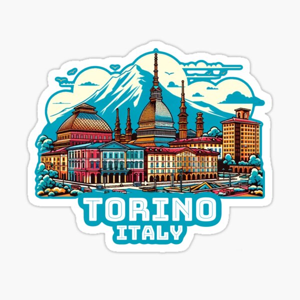 Item preview, Vintage retro Architectural landscape skyline of Torino, Italy. Beautiful travel design. designed and sold by Unitepeople.