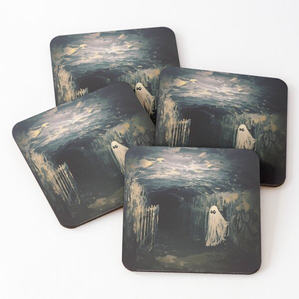 Item preview, Ghost in Paris Catacombs Oil Painting designed and sold by NessasSpookyArt.