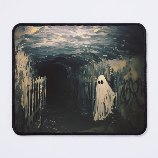 Item preview, Ghost in Paris Catacombs Oil Painting designed and sold by NessasSpookyArt.