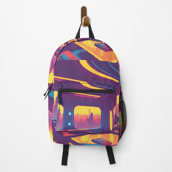 Item preview, Futuristic cityscape viewed from a colourful, modern interior. designed and sold by ArtComixHaven.