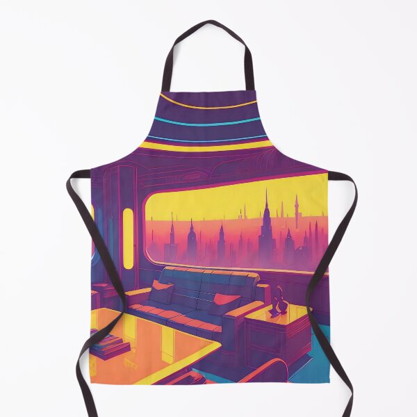 Item preview, Futuristic cityscape viewed from a colourful, modern interior. designed and sold by ArtComixHaven.